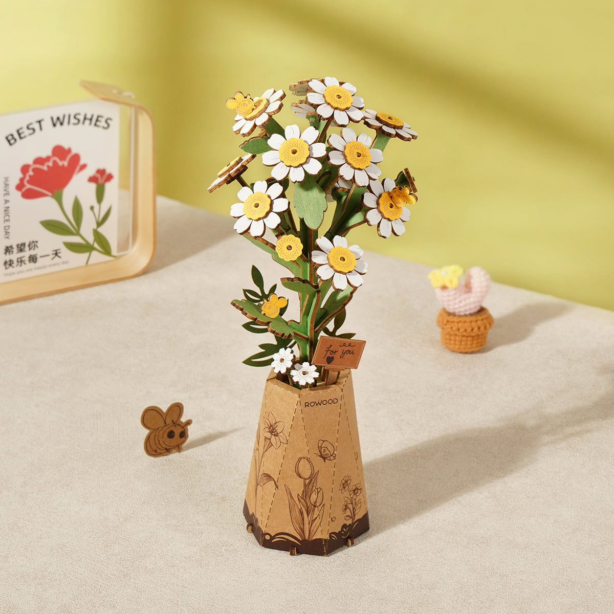 Rowood DIY Wooden Flower Bouquet 3D Wooden Puzzle TW01H