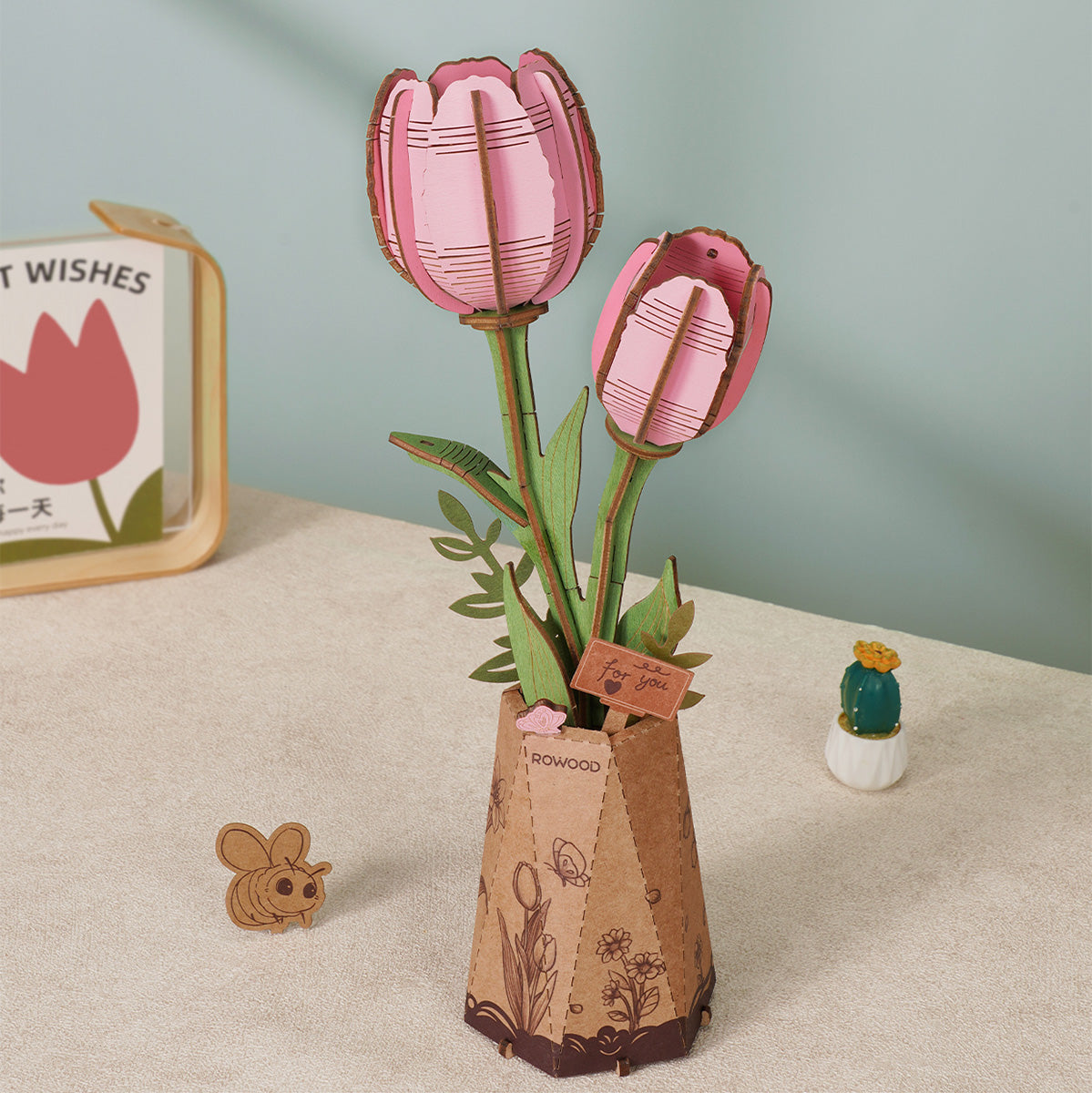 Rowood DIY Wooden Flower Bouquet 3D Wooden Puzzle TW01H