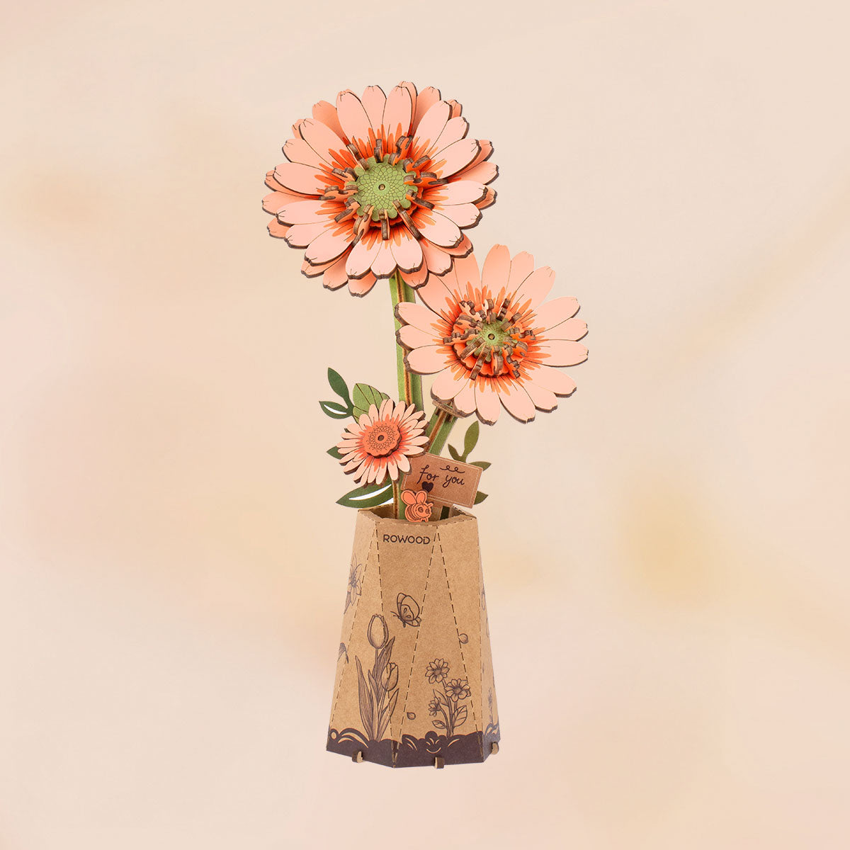 Rowood DIY Wooden Flower Bouquet 3D Wooden Puzzle TW01H