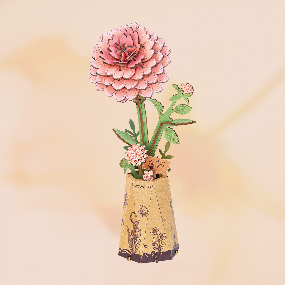 Rowood DIY Wooden Flower Bouquet 3D Wooden Puzzle TW01H