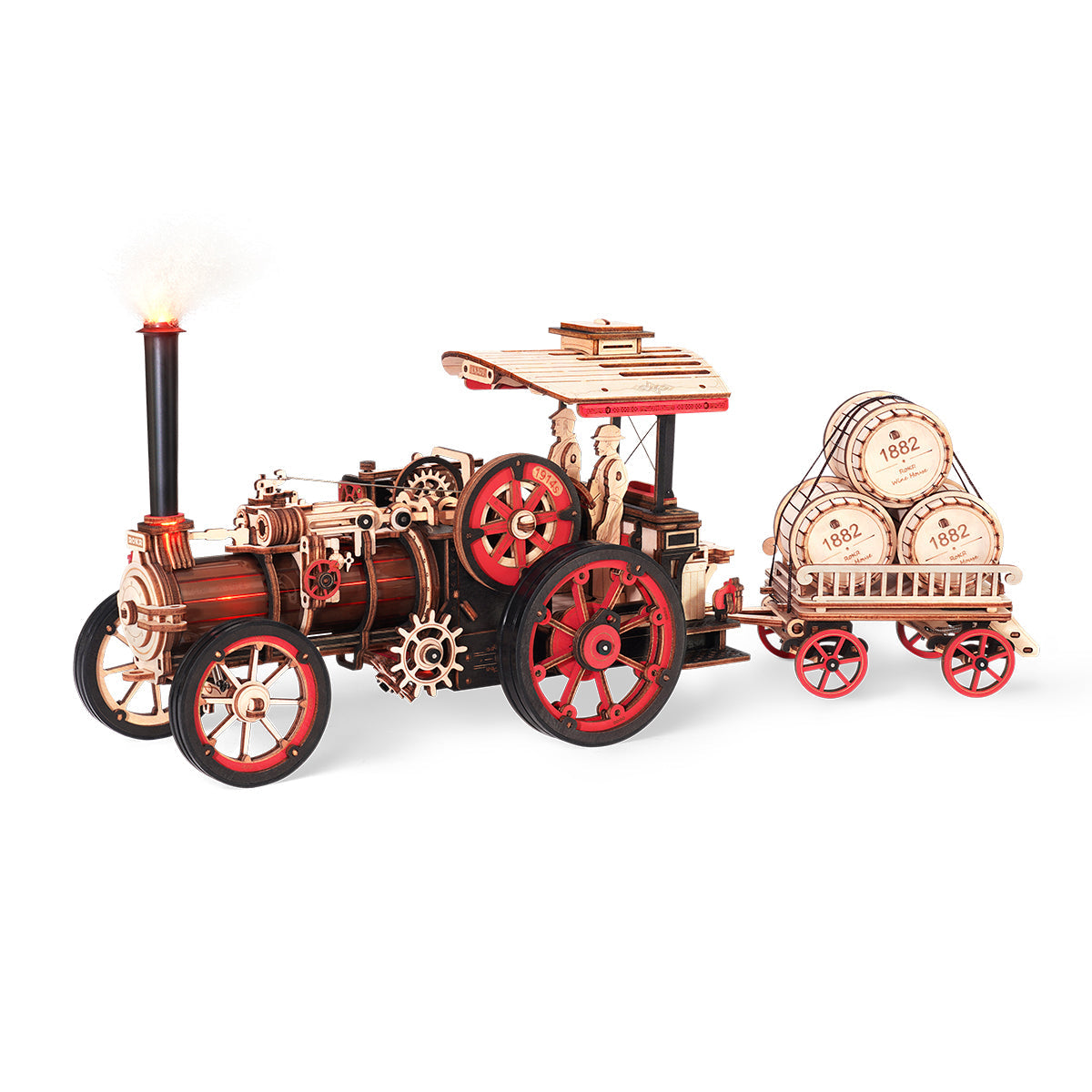 ROKR, Steam Engine, LKA01, 3D wooden steam engine puzzle, front view