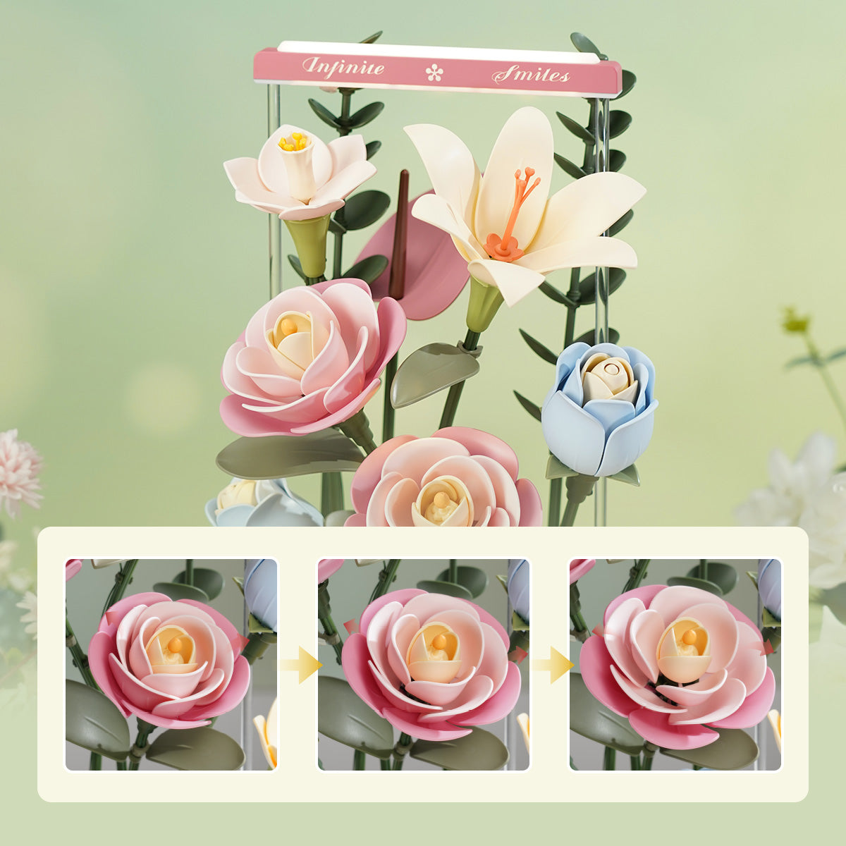 ROKR, Blooming Bouquet Box DIY, AF01D, 3D wooden bouquet box puzzle, three-quarter angle
