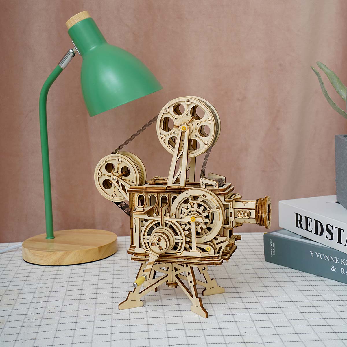 ROKR, Vitascope Movie Projector, LK601, 3D wooden movie projector puzzle, side angle