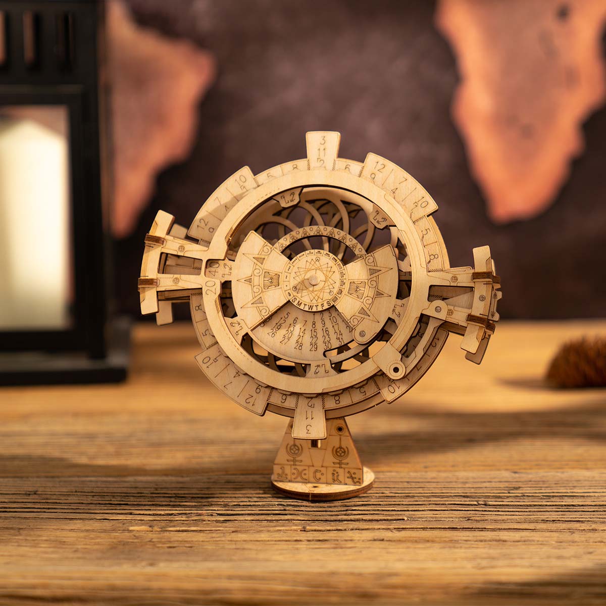 ROKR, Perpetual Calendar, LK201, 3D wooden calendar puzzle, side angle