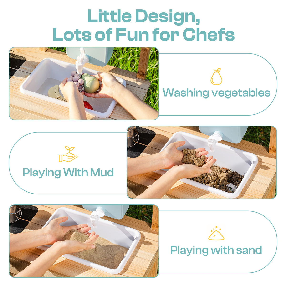 ROBUD Outdoor Mud Kitchen for Kids ¨C Wooden Play Kitchen with Accessories, view 7
