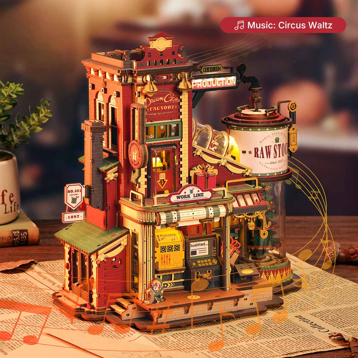 ROKR Dream Gift Factory Wooden Music Box EAB01