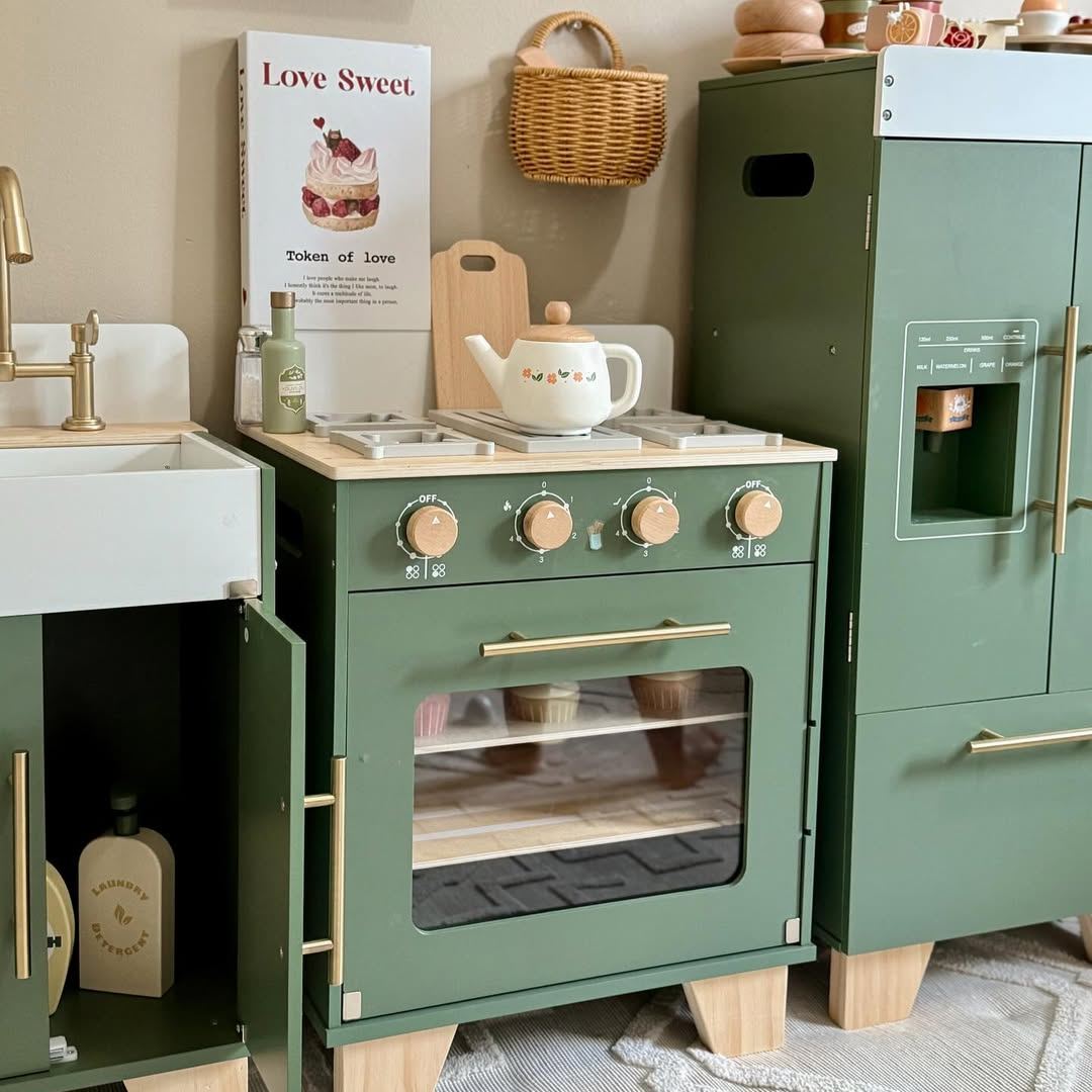 ROBUD Wooden Kids Kitchen Playset Series -  Vintage Green	